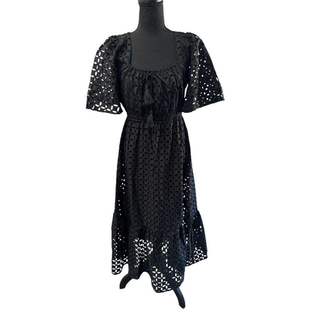 NWT! Johnny Was Misty Eyelet Midi Dress in Black - Size Small (MSRP $388) - Picture 8 of 14